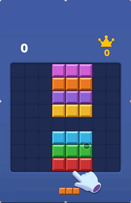 方块消消爆遊戲玩法說明圖：展示圖案升級和消除規則